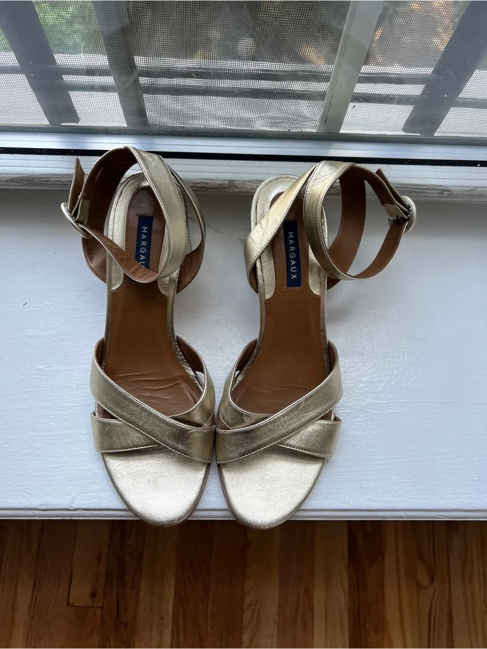 Margaux Metallic Gold Block-Heel Sandals